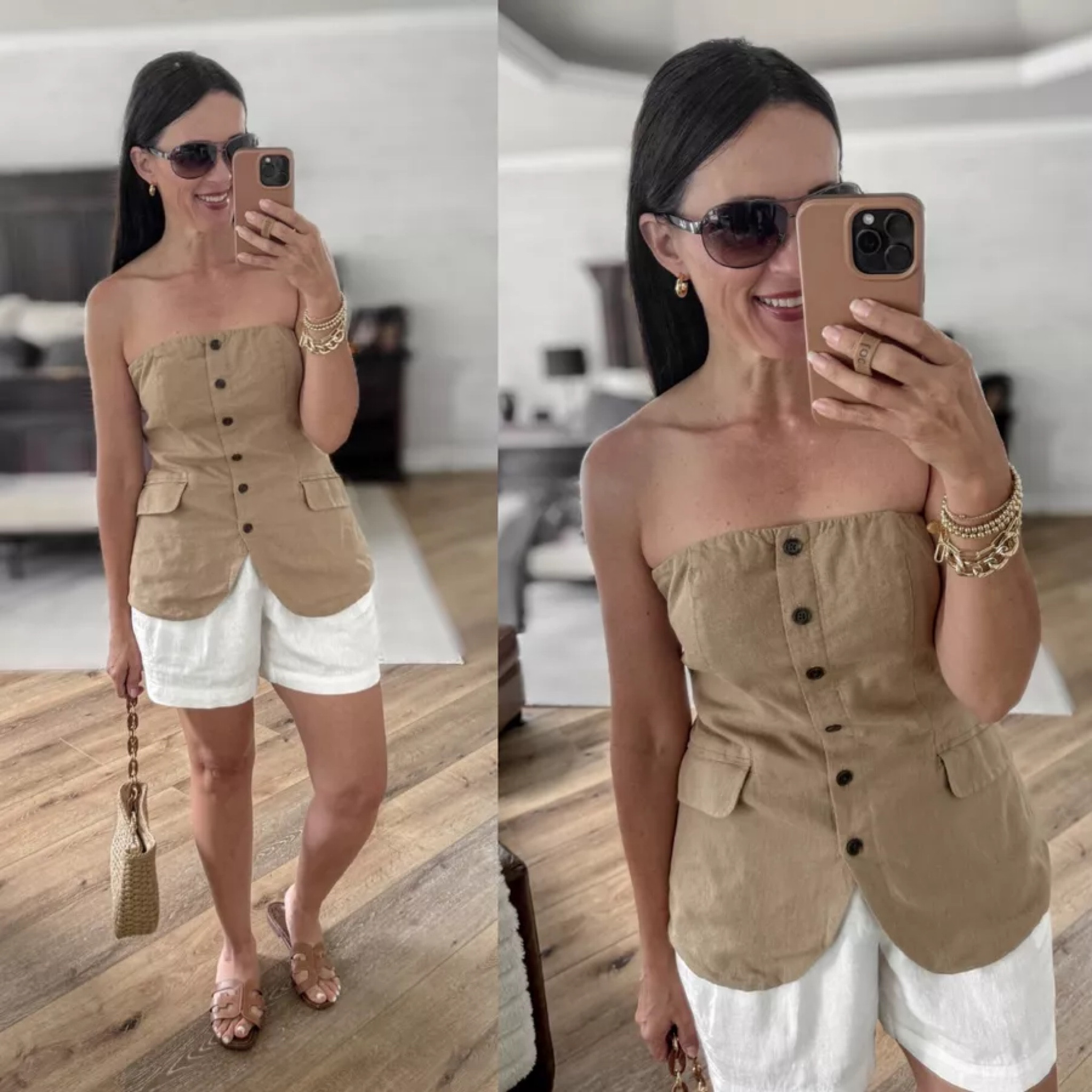 Summer chic outfit! This affordable and on trend strapless vest is so comfy and stylish. Made of soft linen. Sizing: Top- Target, wearing medium, could do small. Shorts-Wearing medium, linked several options Sandals-Sam Edelman Bay slides, run TTS casual outfit | summer outfit | elevated casual | white pleated shorts | date night |

#LTKOver40 #LTKFindsUnder50 #LTKStyleTip