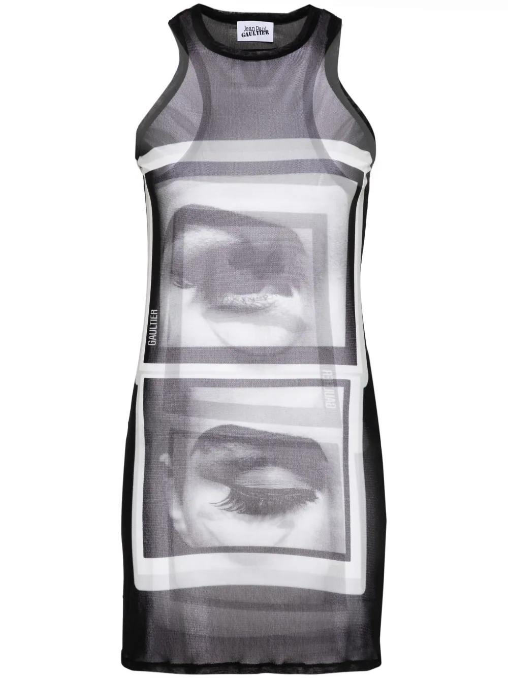 Jean Paul Gaultier face-print Mesh Mini Dress - Farfetch | Farfetch Global