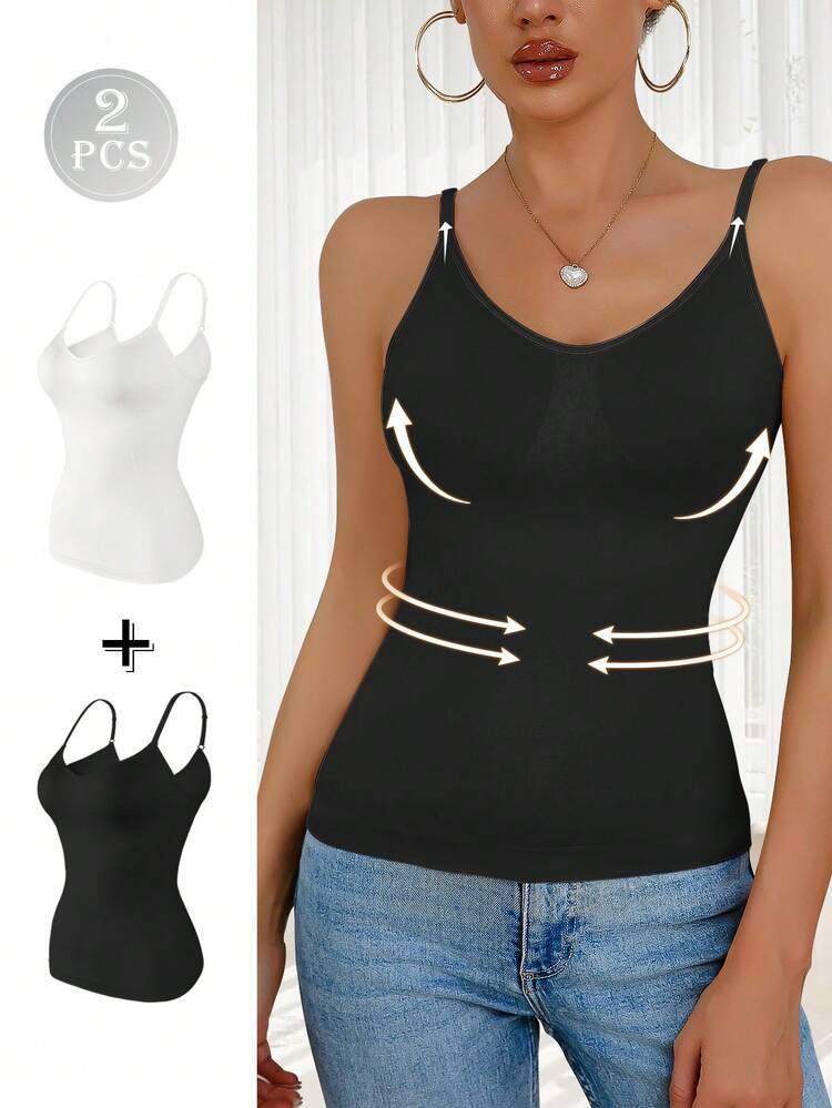 2 Piezas Body Sin Costuras Para Mujer, Moldeador De Cintura Y Abdomen, Apto Para Usar Como Capa Interior O Exterior | SHEIN