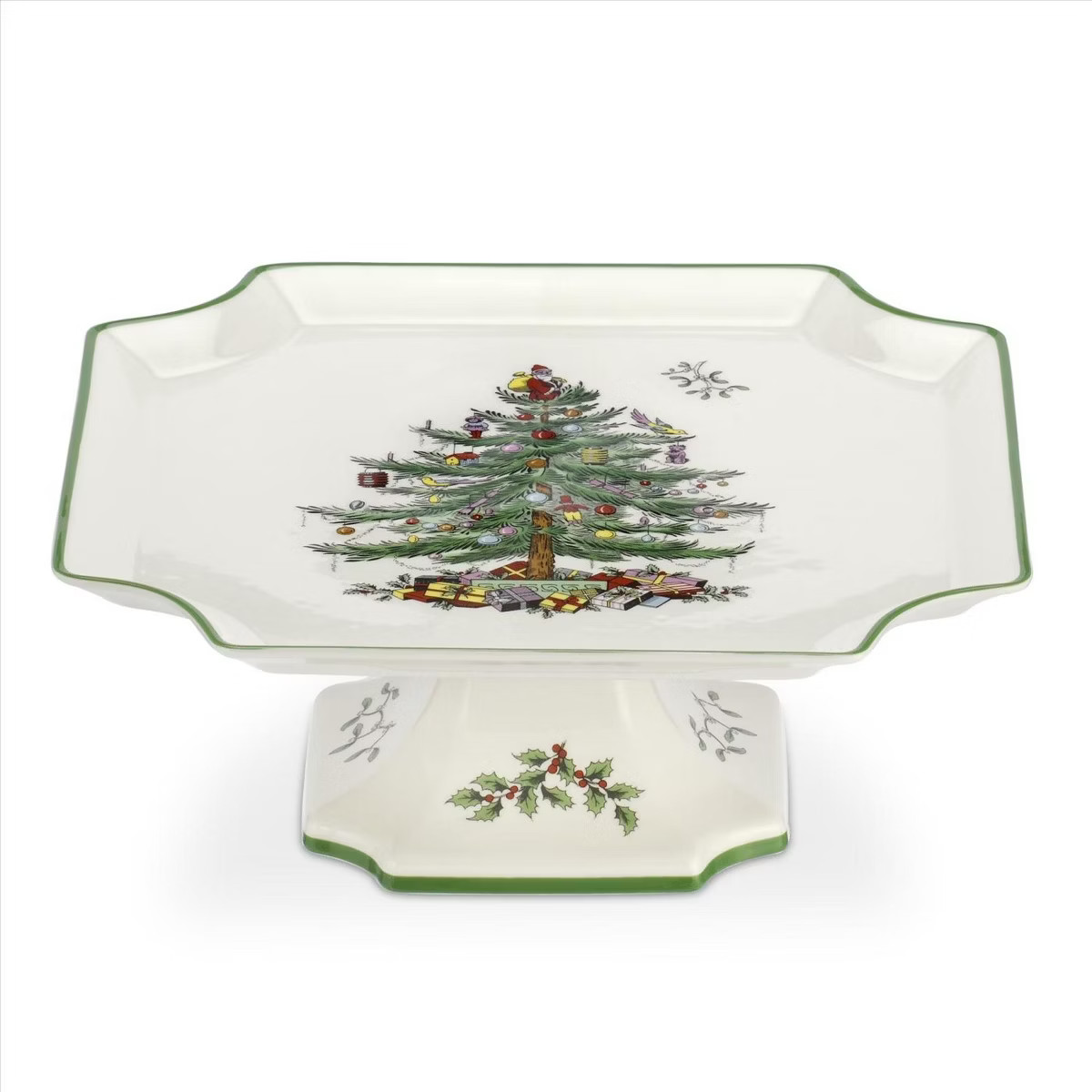 Spode Christmas Tree Footed Square Cake Plate - 10-Inch Holiday Cake Stand - Made of Fine Porcela... | Target