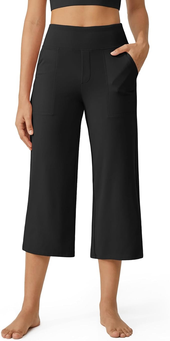 G4Free Capri Pants for Women Wide Leg Yoga Dress Cropped Pants Capri Leggings with Pockets for Ca... | Amazon (US)