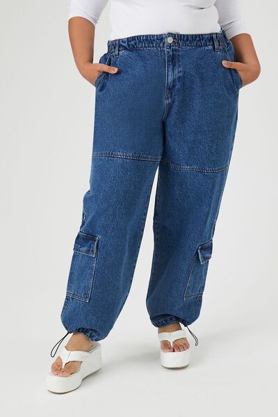Plus Size High-Rise Denim Joggers | Forever 21 (US)