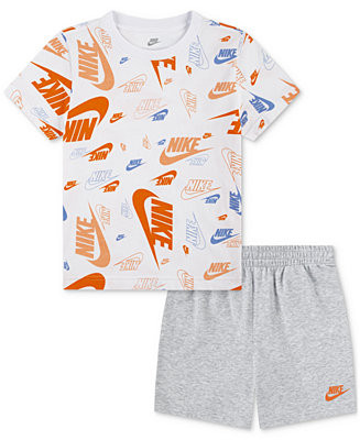 Nike Little Kids Printed T-Shirt & Lightweight French Terry Shorts, 2 Piece Set - Macy's | Macy's