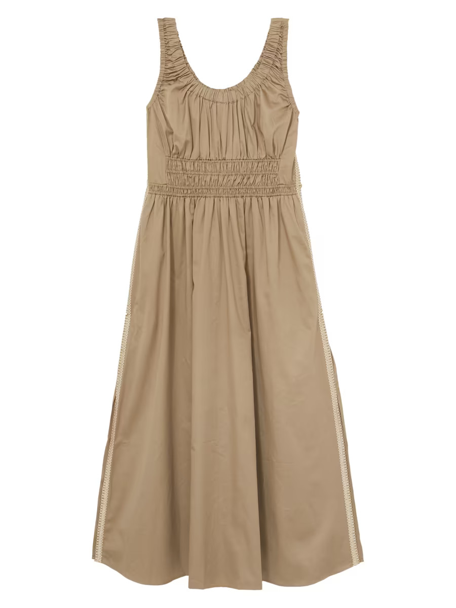 Anouk Ruched Cotton Midi-Dress | Saks Fifth Avenue