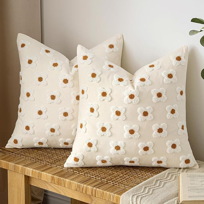 EMEMA Decorative Throw Pillow Covers Sun Flower Jacquard Pillowcase Cushion Case Square for Couch... | Amazon (US)