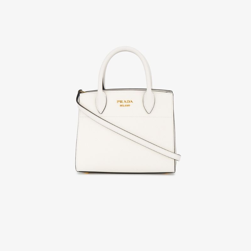 Prada White Bibliotheque Mini tote bag | Browns Fashion