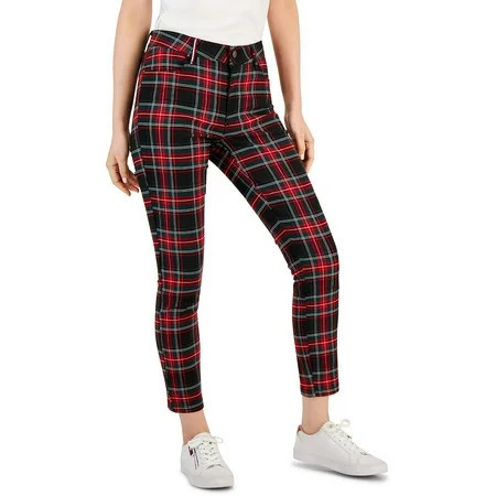 Tommy Hilfiger Womens Tribeca Plaid Crop Skinny Pants | Walmart (US)