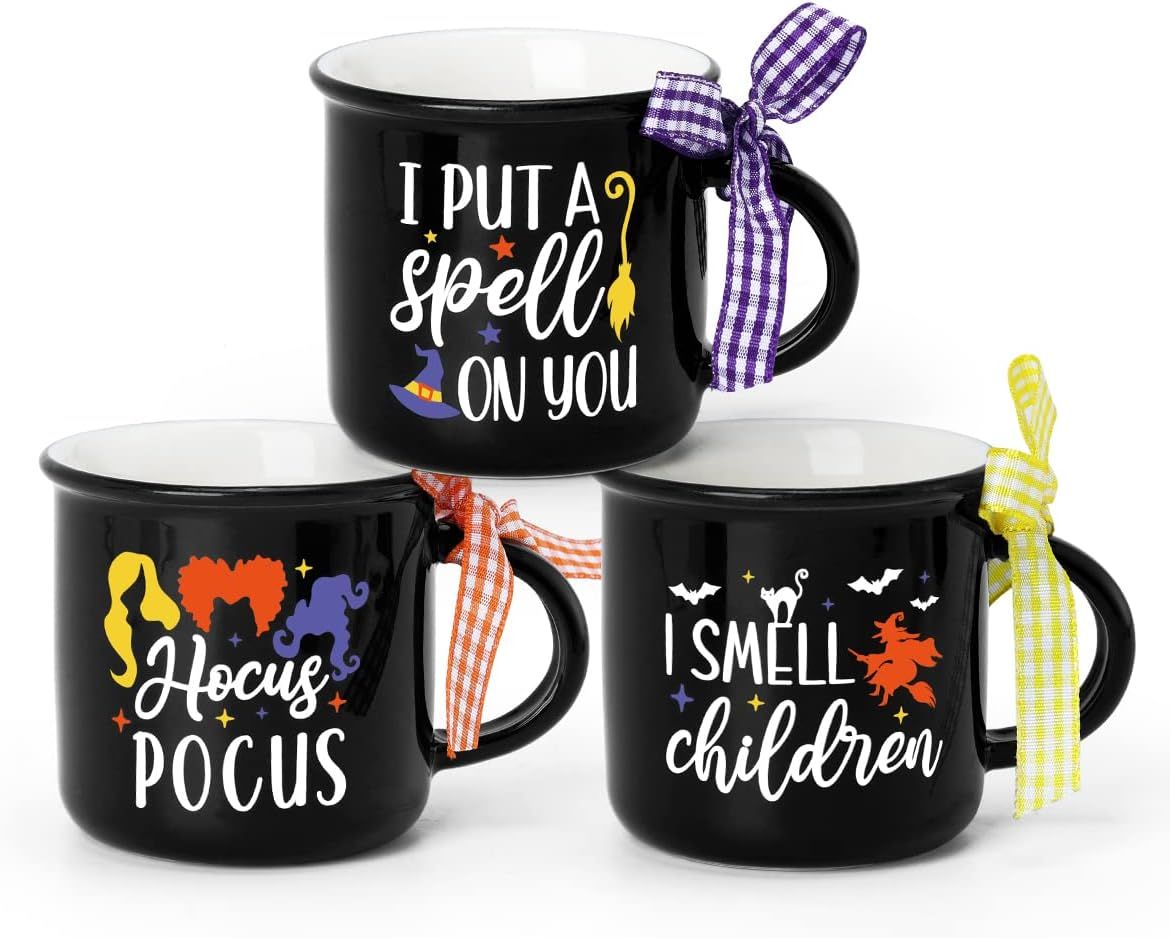Amazon.com: Hocus Pocus Mini Coffee Mugs, Nefelibata Halloween Witch Tiered Tray Decor Espresso C... | Amazon (US)
