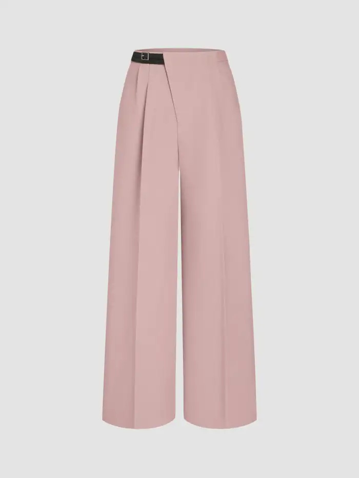 Mid Rise Belted Straight Leg Trousers | Cider