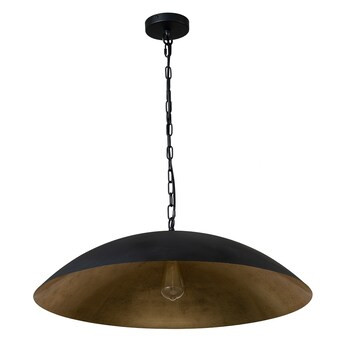 HUOKU Polo Black and Dark Gold Foil Industrial Dome Led, Large Hanging Pendant Light | Lowe's