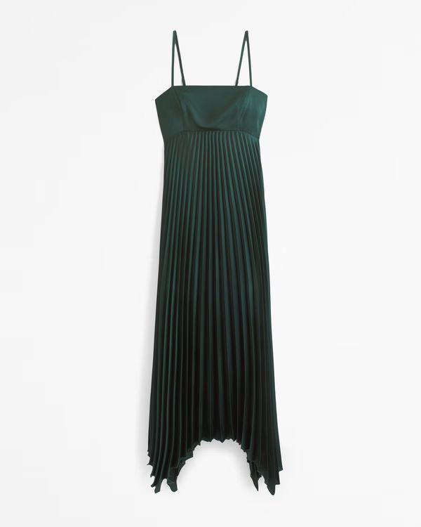 The A&F Giselle Clasp-Back Pleated Midi Dress | Abercrombie & Fitch (US)