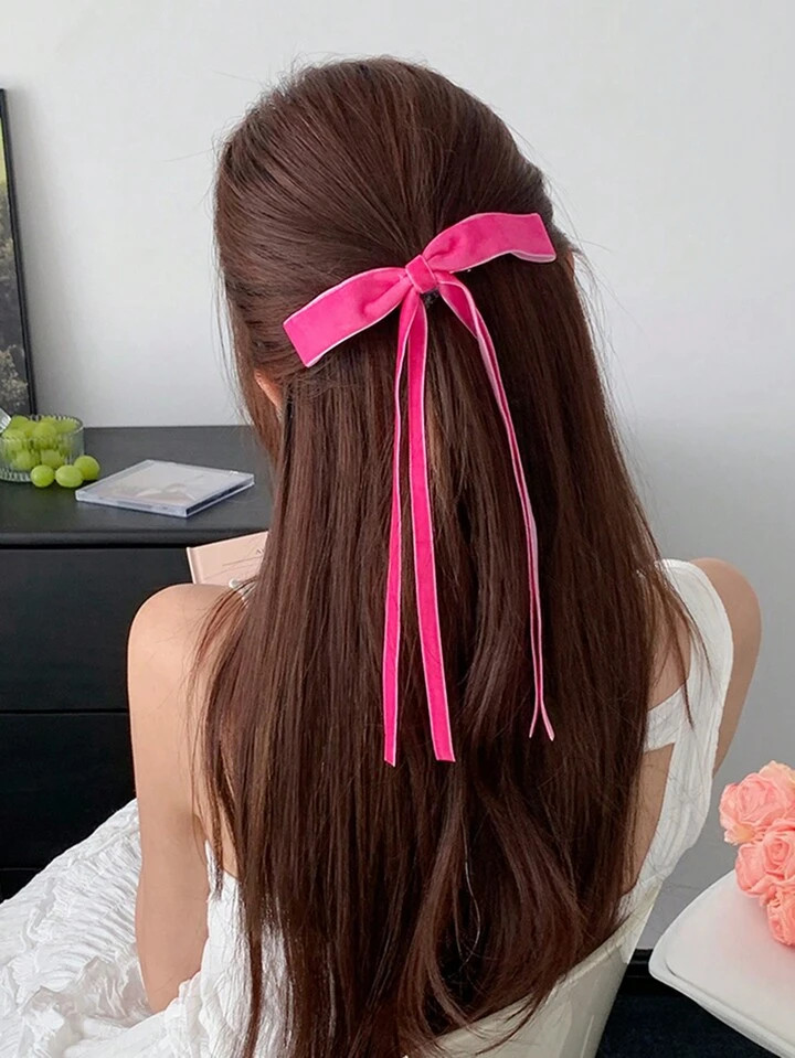 1 Piece Of Retro Ballet Style Velvet Bow Ribbon Hairpin Women's Fashion Hair Accessories, Simple ... | SHEIN