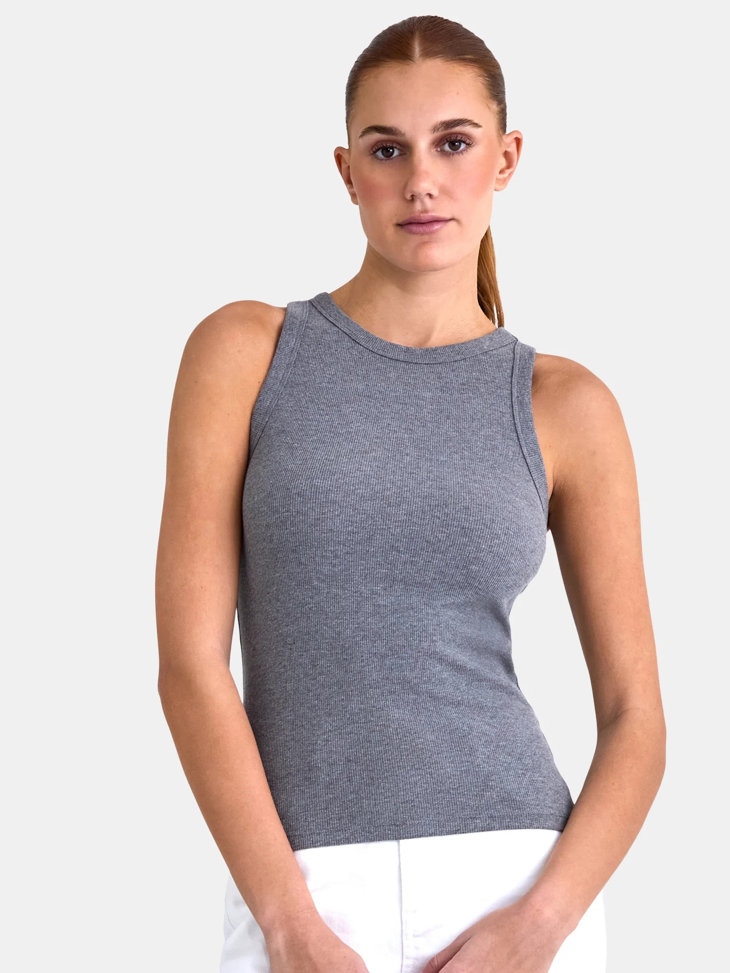Time and Tru Women's High Neck Ribbed Tank Top, Sizes XS-XXXL | Walmart (US)
