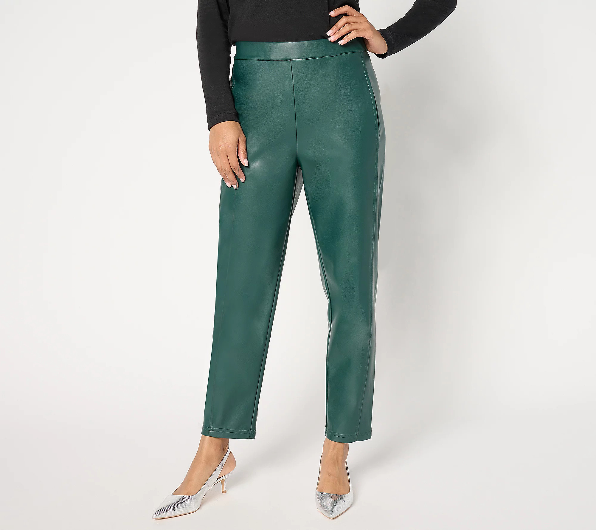 by Stacy London Petite Faux Leather Lantern Pant | QVC