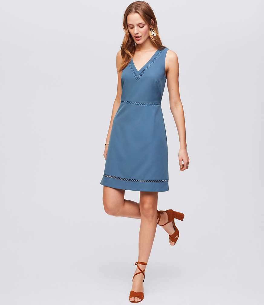 Lacy V-Neck Flare Dress | LOFT