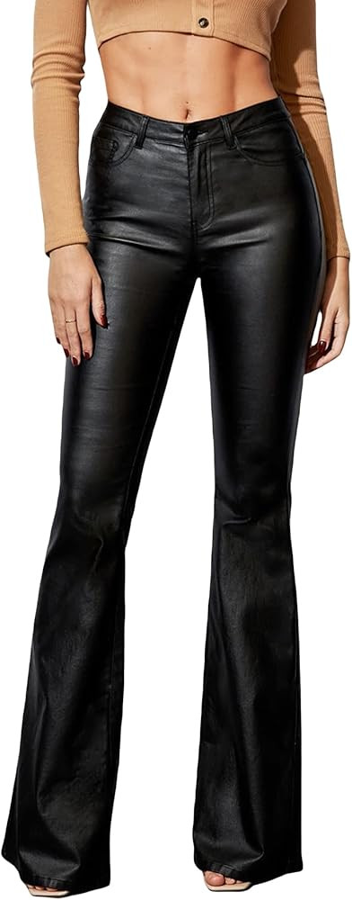 Women's High Waisted Button Flare Bell Bottom Jeans Long Denim Pants | Amazon (US)