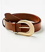 Sculpted Buckle Leather Belt | LOFT