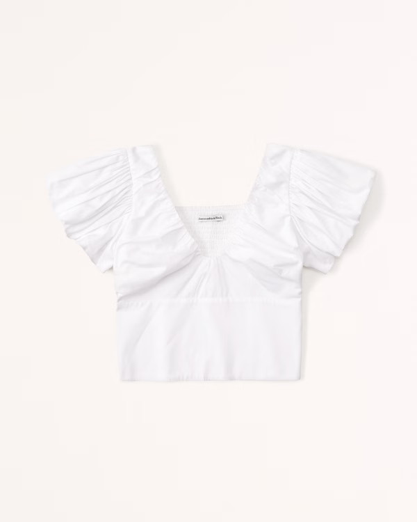 Drama Puff Sleeve Poplin Top | Abercrombie & Fitch (US)