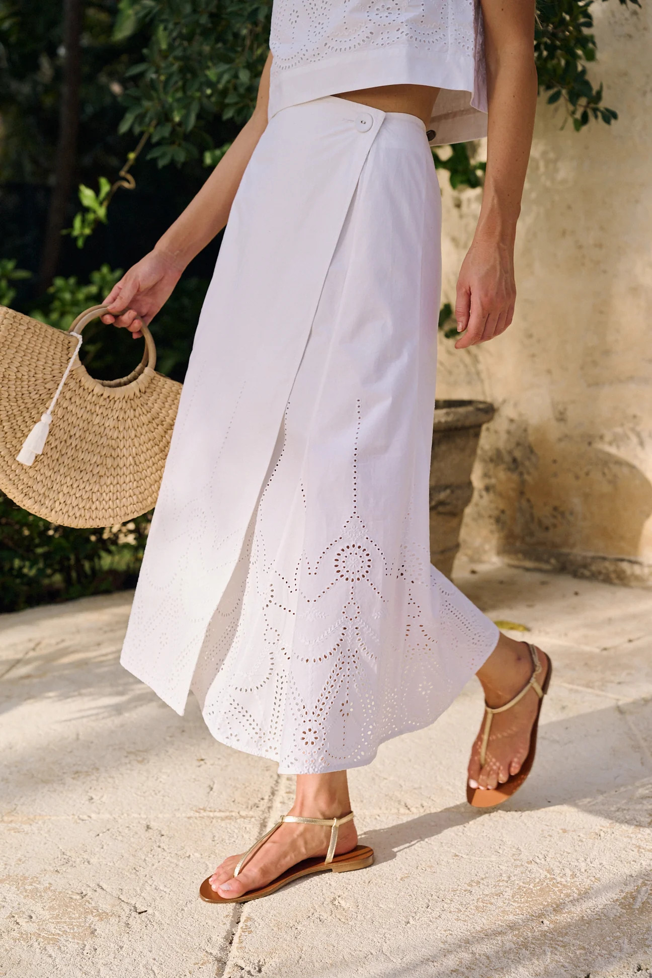Park Avenue Skirt Eyelet - Blanc | Julia Amory