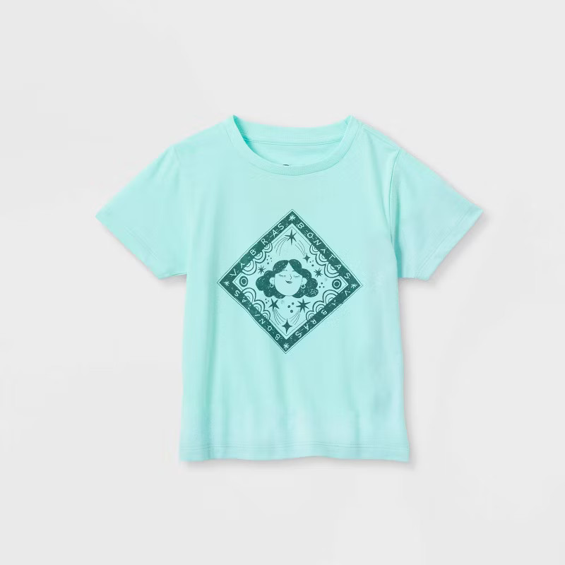 Latino Heritage Month Toddler JZD Gender Inclusive Vibras Bonita Short Sleeve T-Shirt - Light Aqu... | Target