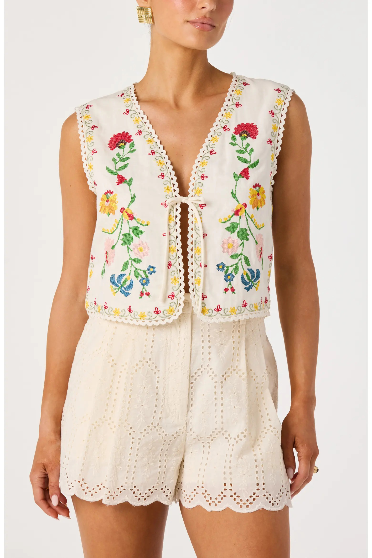 Amina Floral Cross Stitch Vest (Women) | Nordstrom | Nordstrom