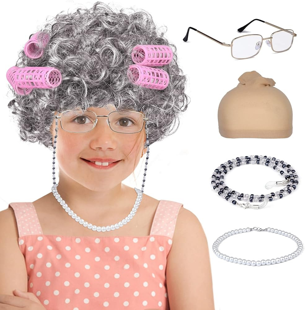 FAYBOX Old Lady Costume for Women,100 Days of School Costume for Kids Girls,Grandma Granny Costum... | Amazon (US)