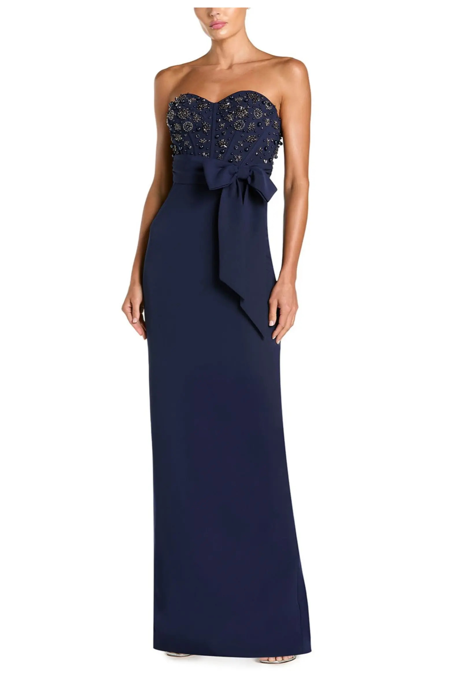 Strapless Embellished Bustier Gown with Bow | Nordstrom