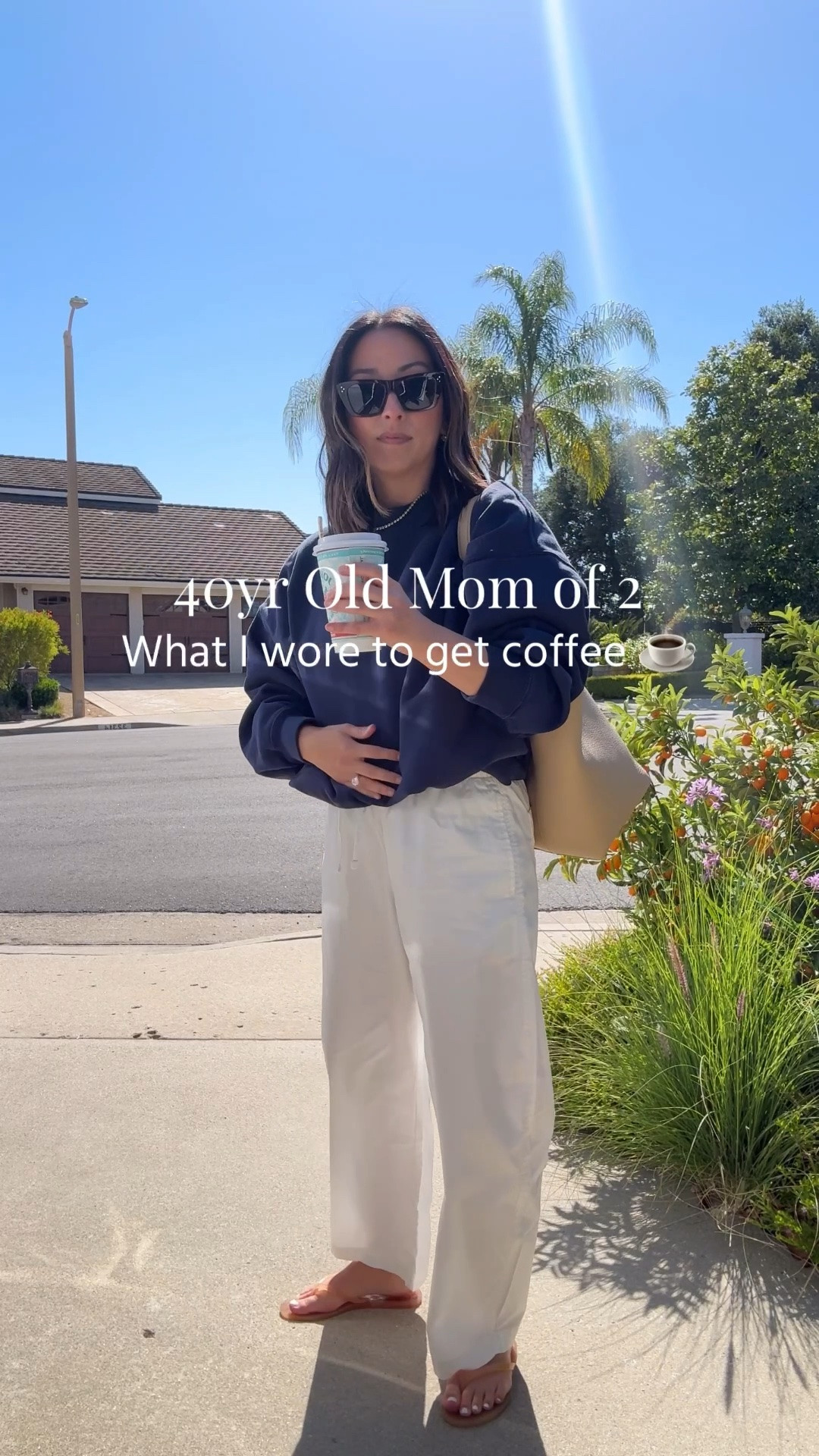 Mom-on-duty. What I wore to grab coffee. 

Polo Sweatshirt small - this style runs big 
Gap poplin pants petite xs
Black studio sandals 35/36
The row tote small 
Celine sunglasses 
Dorsey James necklace 15”
Electric Picks earrings

#LTKdayinmylife #LTKmomlife #LTKPetite