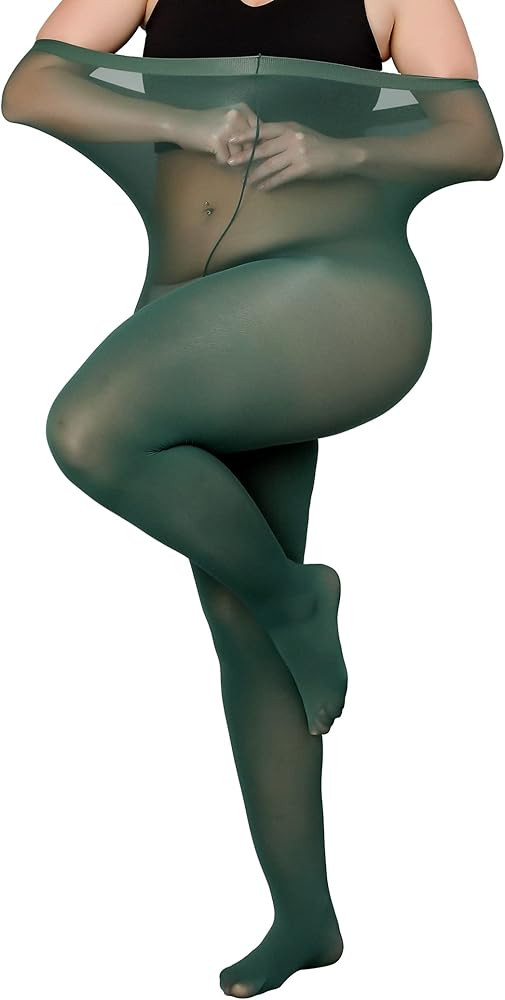 DancMolly Plus Size Tights for Women, Control Top Semi Opaque Nylon Pantyhose High Waist | Amazon (US)