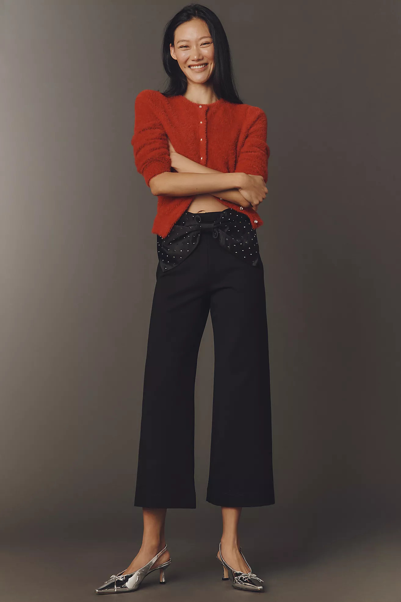 The Colette Crop Bow-Waist Sparkle Pants by Maeve | Anthropologie (US)