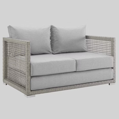 Aura Outdoor Wicker Rattan Patio Loveseat - Modway | Target