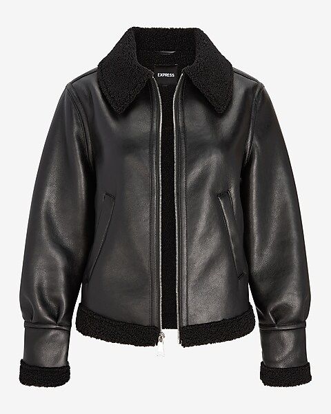 Sherpa Lined Faux Leather Jacket | Express