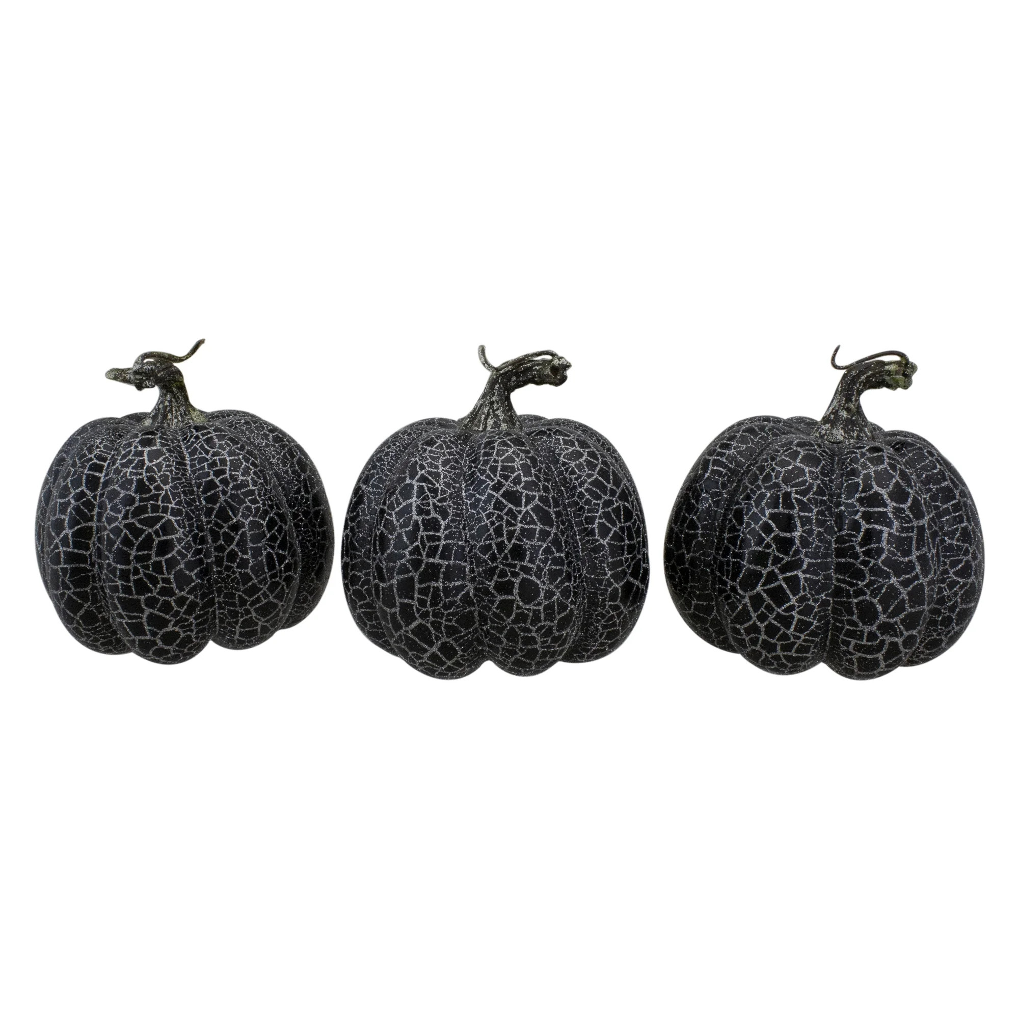 Set of Three Black Fall Harvest Tabletop Pumpkins 4" | Walmart (US)