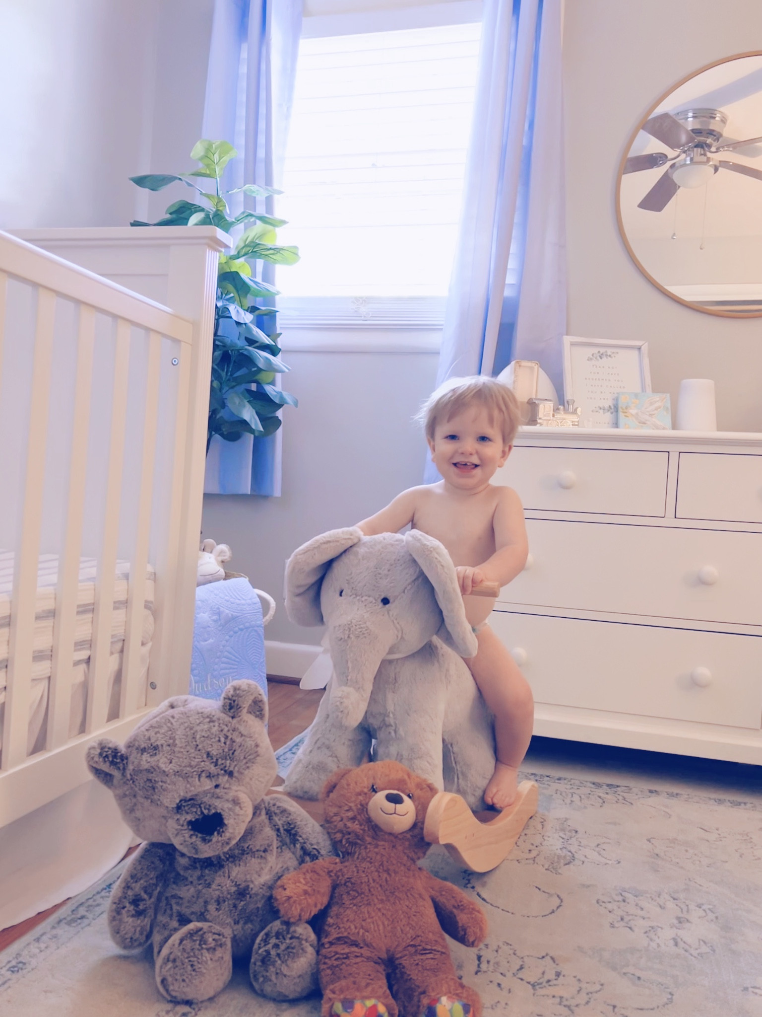 just when I think he can’t get any cuter… I turn around to little buddy in his diaper riding his “Ellie”phant 🥹🫶🏽 #thesearethedays 

#LTKfamily #LTKhome #LTKbaby
