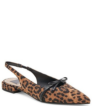Dolce Vita Payge Leopard Print Suede Slingback Bow Flats - 6.5 | Dillard's