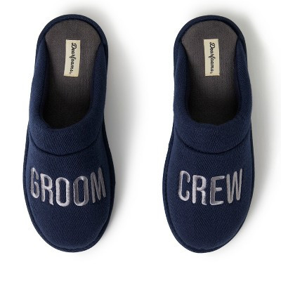 Dearfoams Men's Groom/Groomsmen Giftable Wedding Scuff Slipper - Navy Blazer Size S | Target