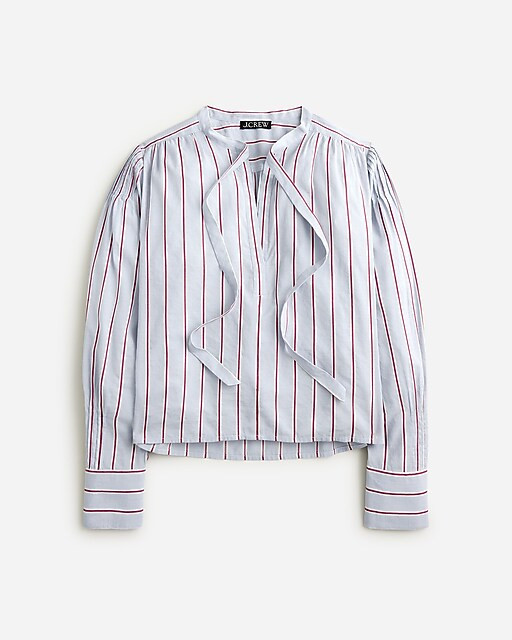 V-neck tie top in striped cotton-blend dobby | J. Crew US