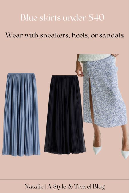I love these blue skirts! Perfect for work or weekend or special occasion. Blue skirt, pleated skirt, blue and white midi skirt 

#LTKFindsUnder50 #LTKStyleTip