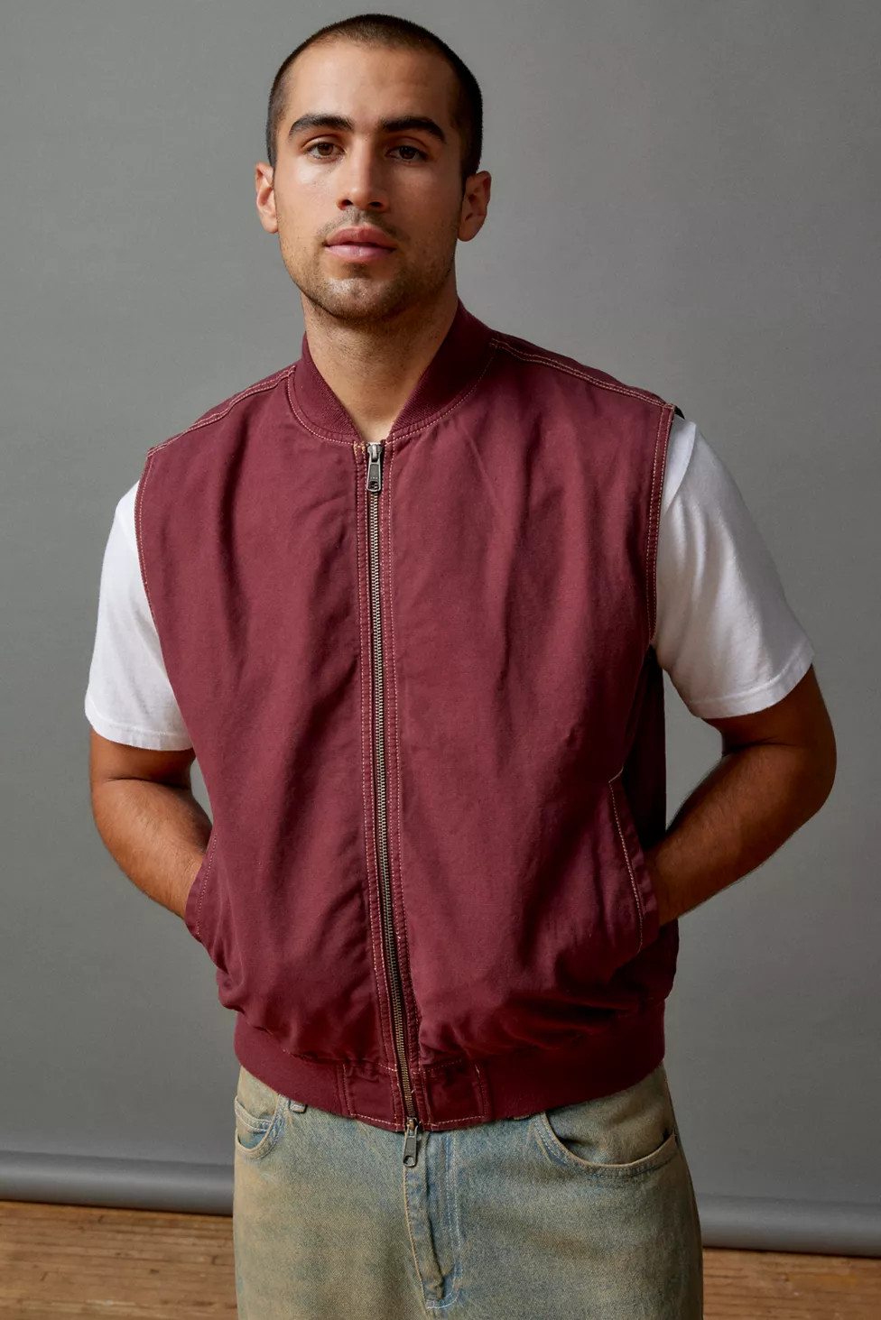 BDG Contrast Stitch Work Vest | Urban Outfitters (US and RoW)