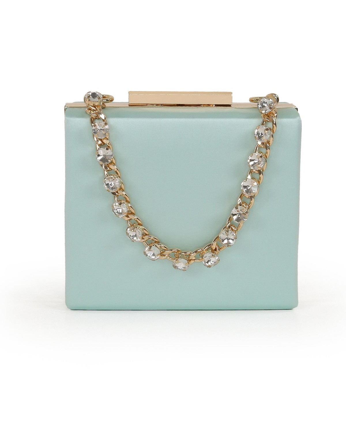 Jewel Badgley Mischka Woman's Billie Mini Box Clutch with Rhinestone Chain - Light mint green | Macy's