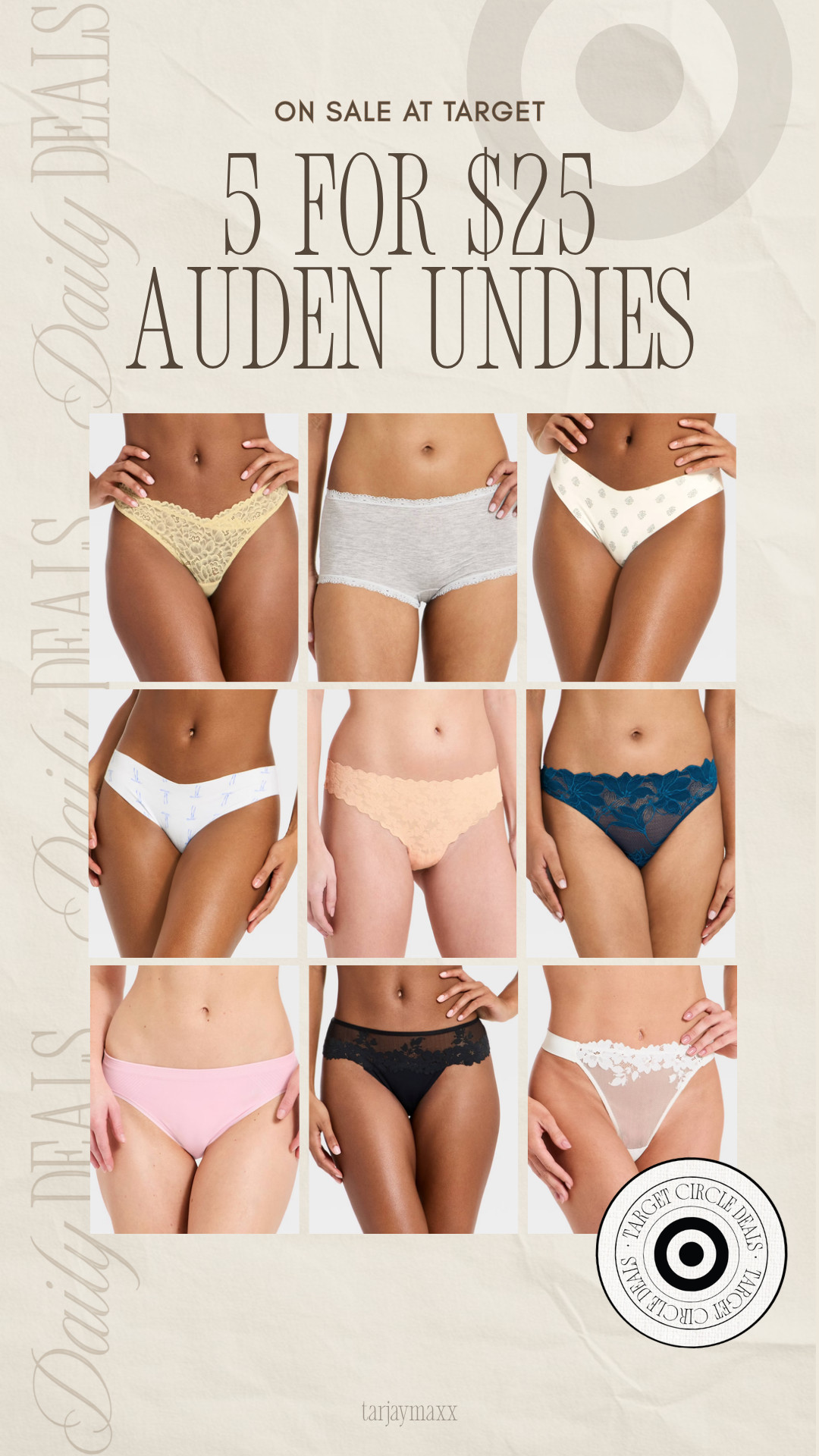 Target Circle Deal 🎯 buy 5 for $25 on select Auden intimates is SUCH a good time to stock up on everyday basics, target deals, target circle deals, auden intimates, women’s underwear, seamless underwear, lace underwear, everyday essentials, target finds, comfy basics, affordable fashion finds, women’s basics, soft intimates, target style, daily essentials, closet staples
summer outfits, memorial day outfit, vacation outfits beach, work outfits, date night outfits, country concert outfits, summer dresses, plus size fashion, wedding guest dress summer 

 #LTKgrwm #LTKootd #LTKselfcare
