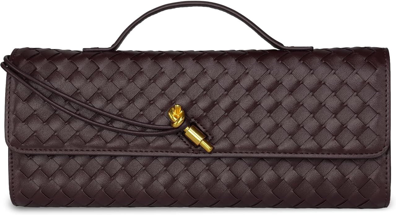Woven Clutch for Women, PU Leather Purse | Amazon (US)
