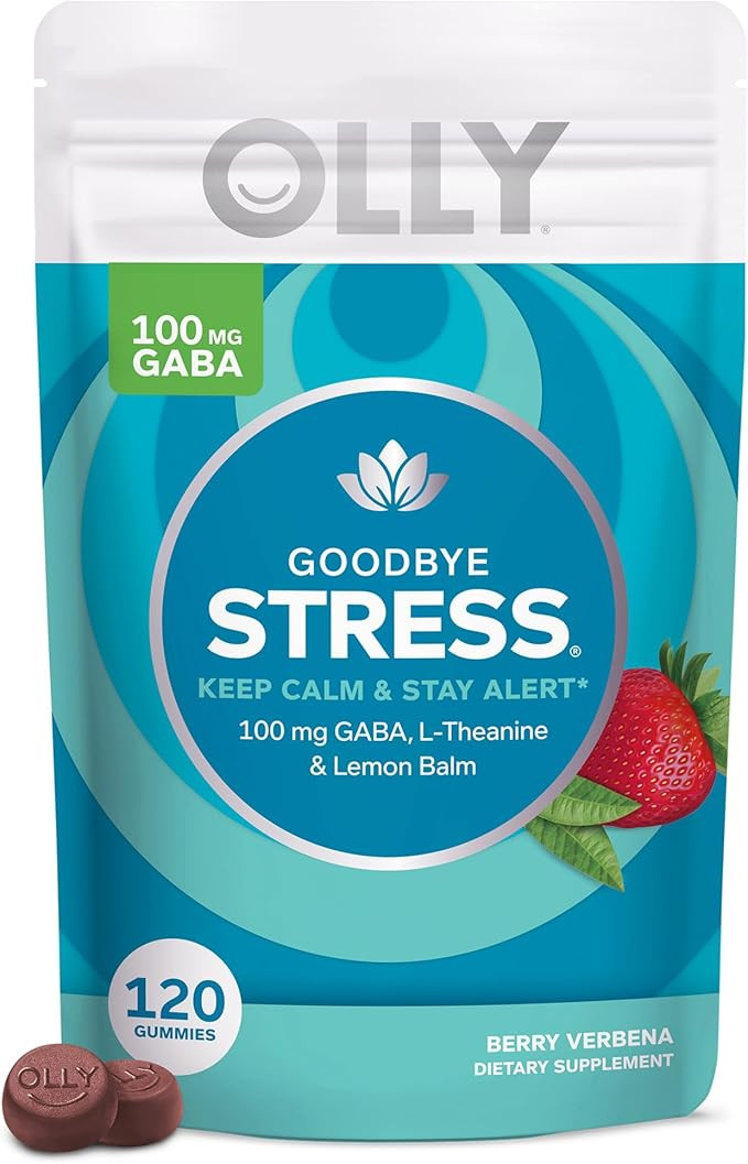 OLLY Goodbye Stress Gummy, GABA, L-Theanine, Lemon Balm, Stress Relief Supplement, Berry Flavor -... | Amazon (US)