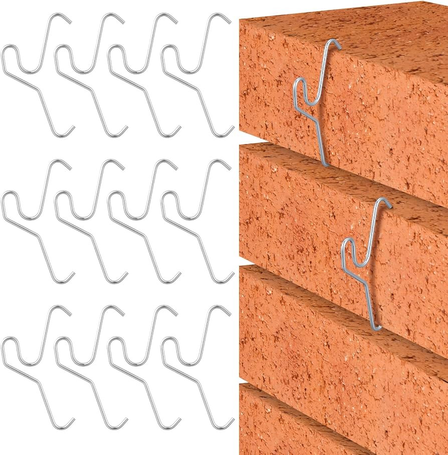 12 Pack Brick Hook Wall Clips Installed Require More Than 1/8" Brick Gap Fits 2-1/4 to 2-2/5 Inch... | Amazon (US)