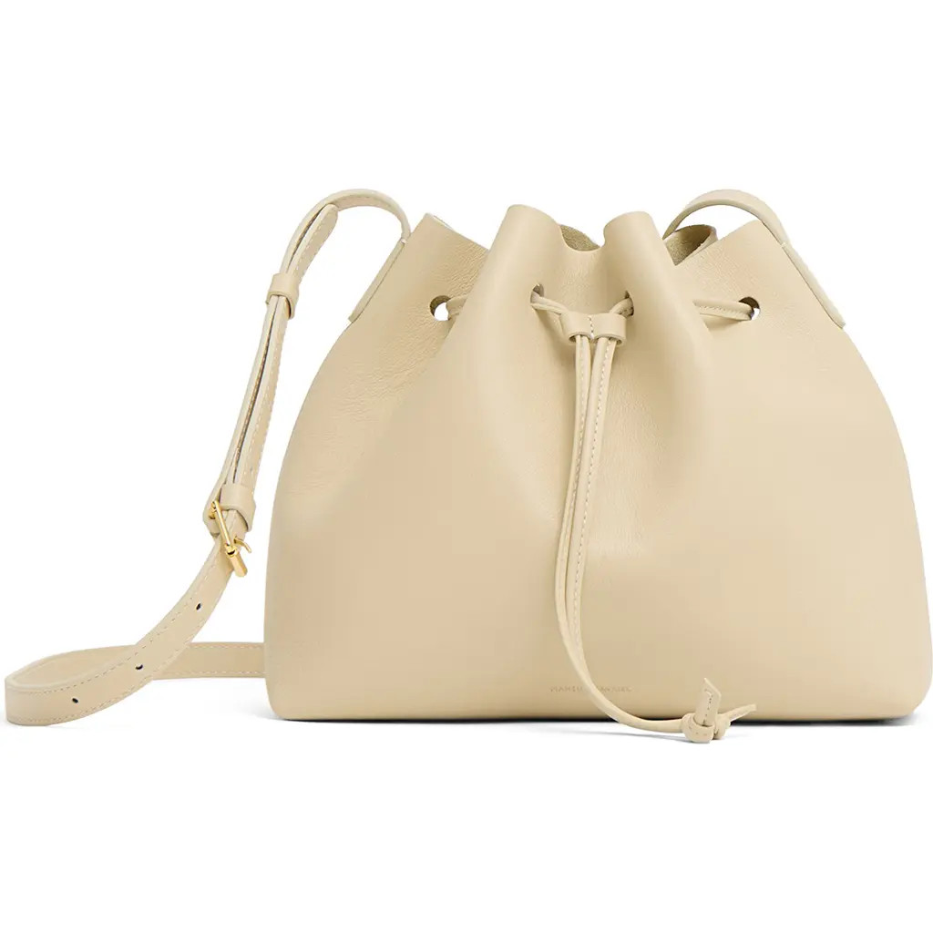 Mansur Gavriel Leather Drawstring Bucket Bag in Crema at Nordstrom | Nordstrom