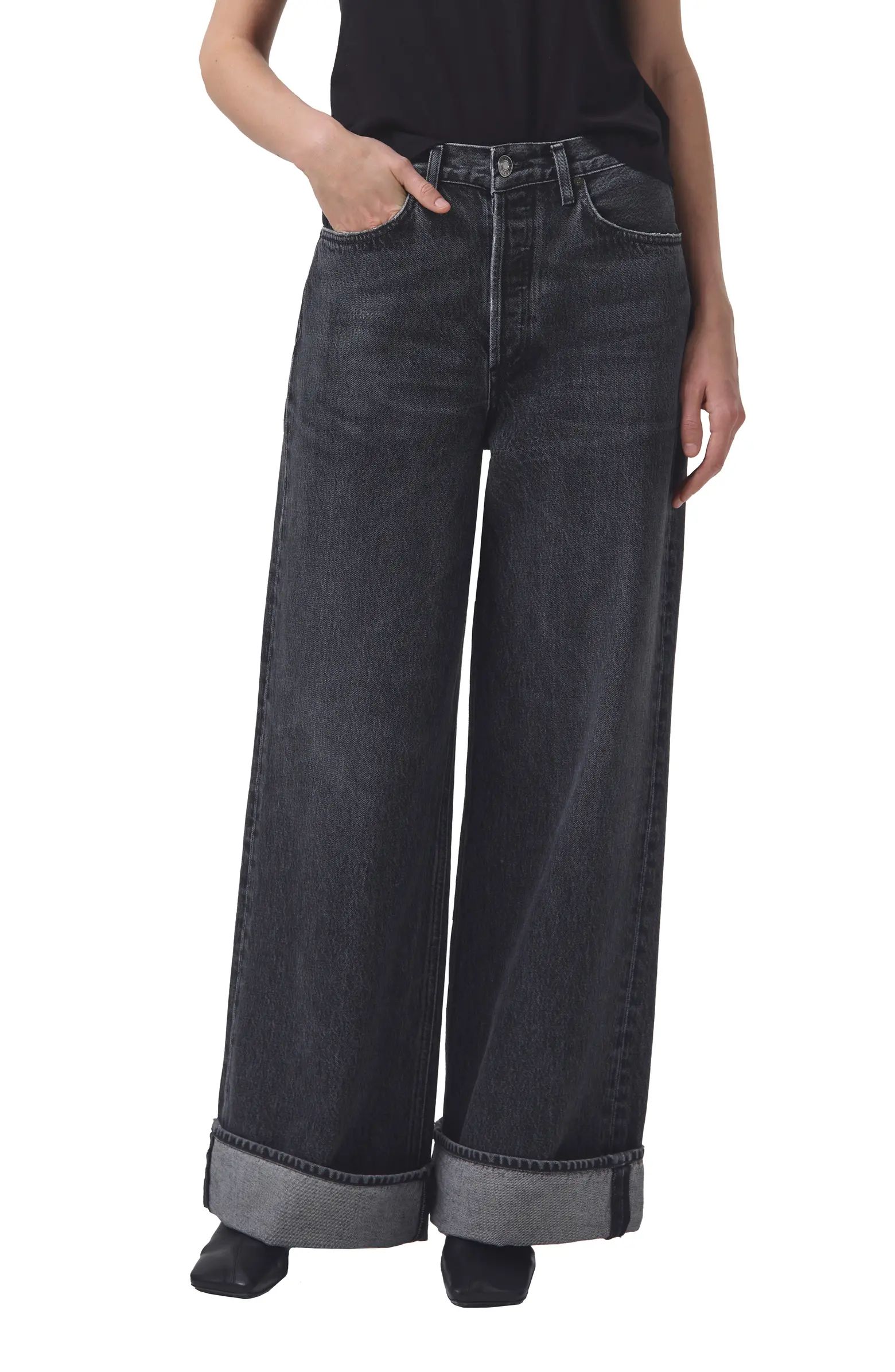 Dame Cuffed Organic Cotton Wide Leg Jeans | Nordstrom