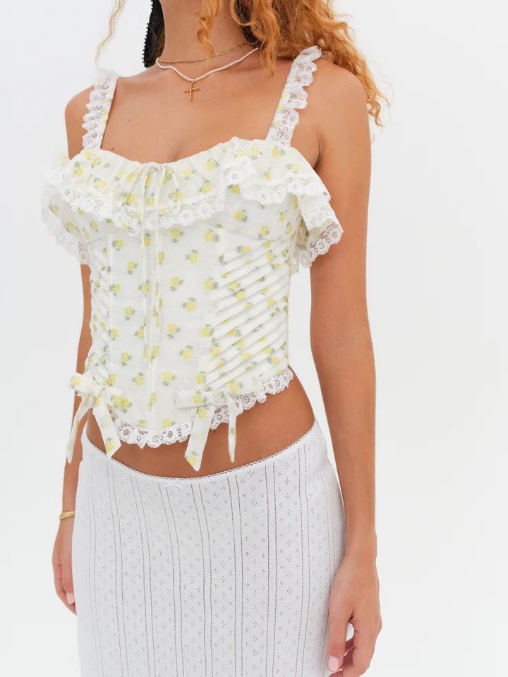 Melanie Corset Top — Yellow | For Love & Lemons