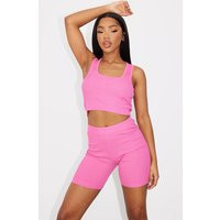 Bright Pink Basic Knitted Tank | PrettyLittleThing CAN