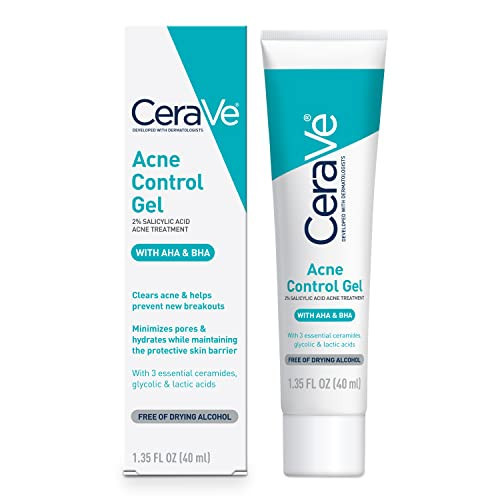 CeraVe Acne Control Gel, 2% Salicylic Acid Treatment With Glycolic Acid + Lactic Acids + Niacniamide, Acne Gel Helps Clear Blemishes Without Over Drying, Alcohol Free & Oil Free, 1.35 Fl Oz | Amazon (US)