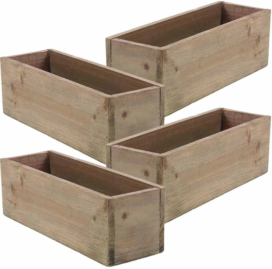 Wooden Planter Box, Rustic Barn Wood, Plastic Liner, Garden Decor, Restaurant and Wedding Decorat... | Amazon (US)